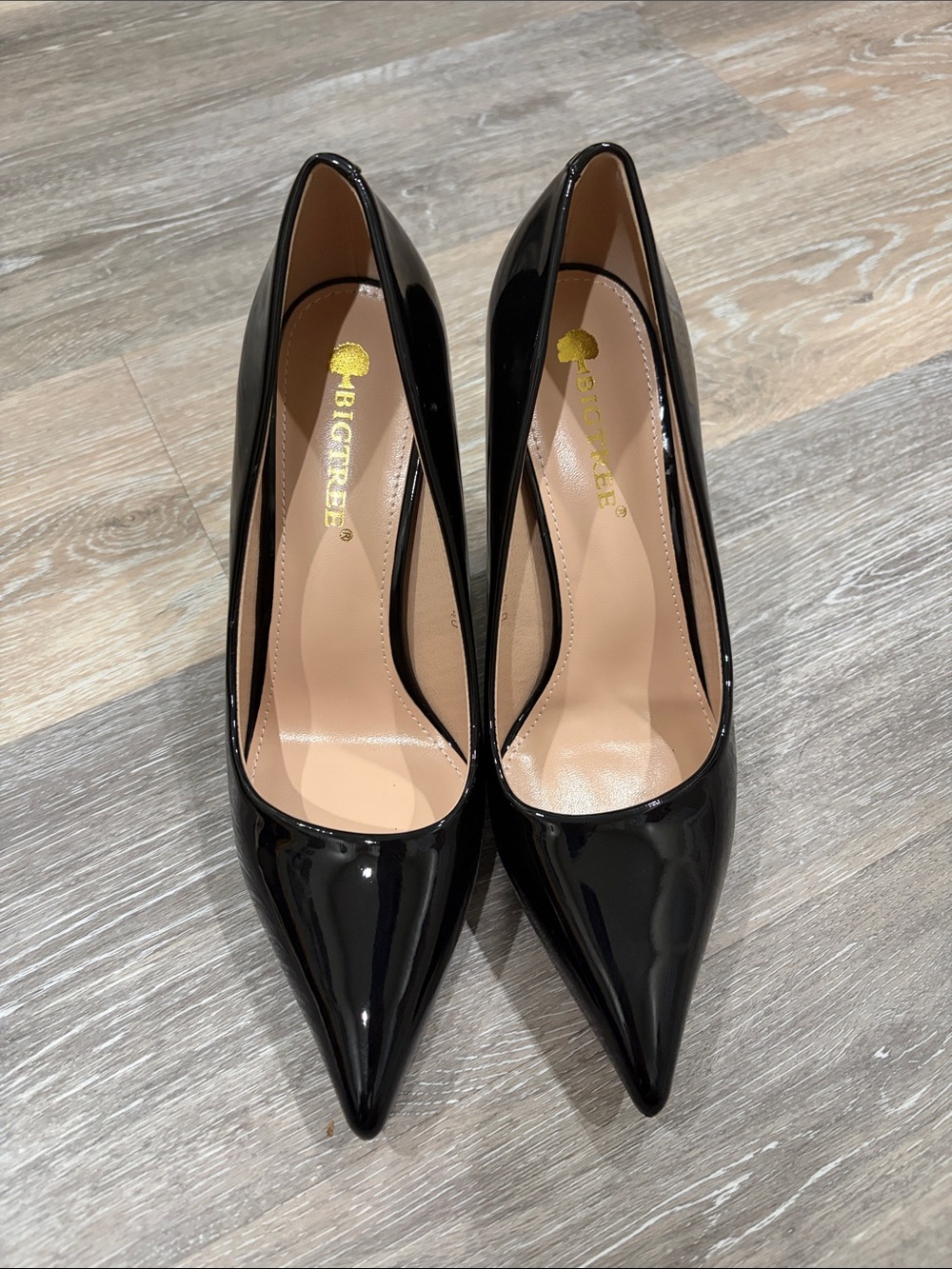 BIGTREE Black Patent Pointed-Toe High Heels - Picture 1 of 7